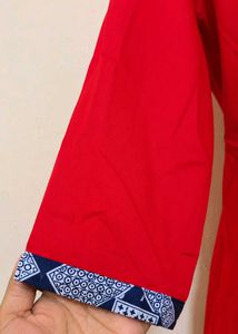 Women’s Red &amp; Teal Kurti Suit with Contrast