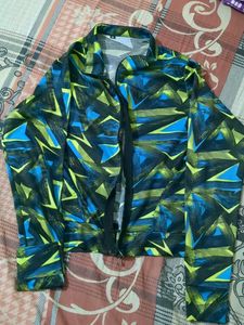 Abstract Print Zip-Up Jacket