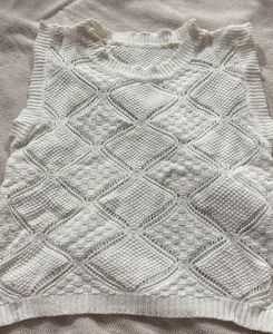 White Knit Sleeveless Top