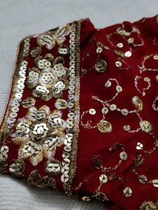 Red Sequin Saree
