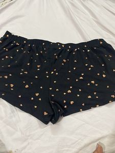 Black Heart Print Pajama Shorts