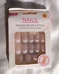French Nails Tips For Foot&Hand (8 Nail Rhinestone