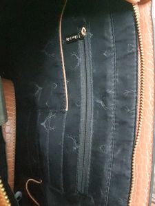 Allen Solly Brown Croc Embossed Tote Bag
