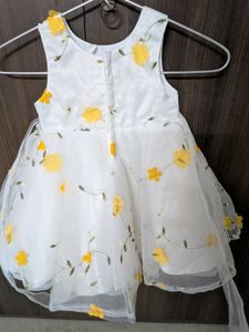 White &amp; Yellow Floral Baby Dress