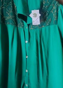 Elegant Green Floral Top