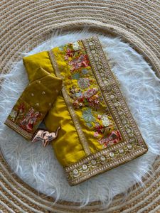 Elegant Mustard Yellow Embroidered Saree