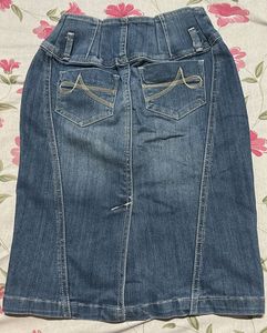 Denim Button-Up Skirt