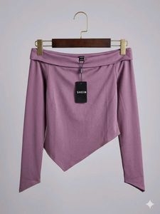 Branded Off-Shoulder Asymmetrical Top