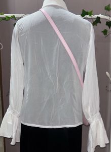 Elegant Ruffled Sheer White Blouse