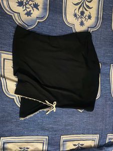 Elegant Black tube top with Pearl Embellishments