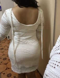New White Crochet Mini Dress