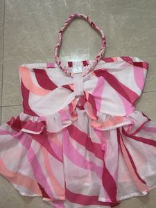 Stunning Pink Striped Strapless Top
