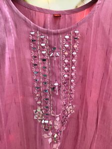 Embroidered Pink Kurta 48 Bust