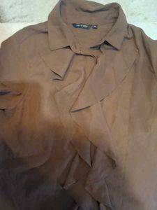 Chic Brown Ruffled Blouse