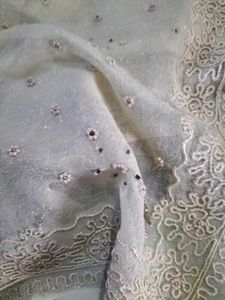 🔥hand work silver saree 💕