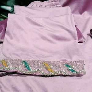 V Neck Embroidery Work Kurti Set