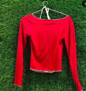 Red Long Sleeve Top with Bows
