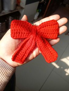 Aesthetic crochet Red Bow Keychain