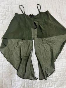 Flowy Olive Green Crop Top