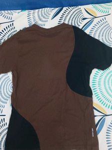 Brown and Black tshirt colourblocked