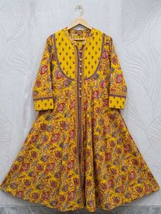 Yellow Floral Anarkali Kurta
