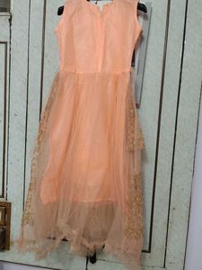 Peach Embellished Girls' Dress