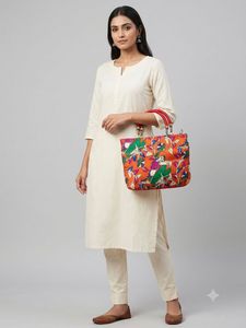 Vibrant Traditional Indian Art Print Silk Handbag