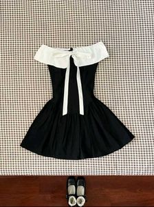 y2k Chic Black & White Off-Shoulder Dress