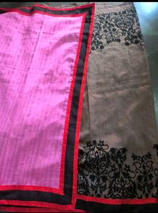 Pink Saree with Border 🩶🩷