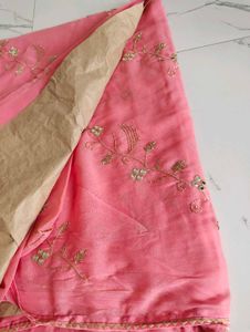 Elegant Pink Embroidered Saree
