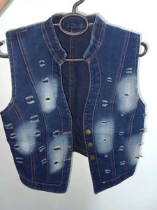 Distressed Denim Vest