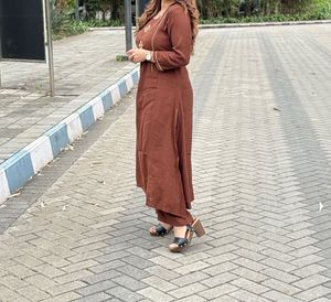 Elegant Brown Embroidered Kurta