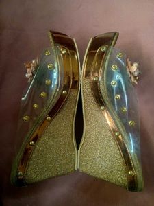 Elegant Rose Copper Gold Wedge Heels