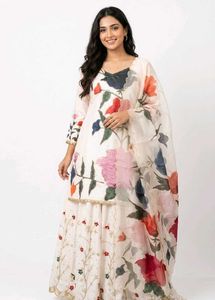 Floral Print Kurta Set with Dupatta