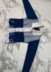 Stylish Blue &amp; White Cardigan
