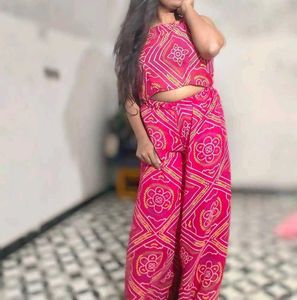 Vibrant Pink Bandhani Print Lehenga Set