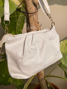 White Pearl Embellished Shoulder Bag