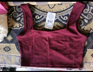 Sparkly Maroon Crop Top