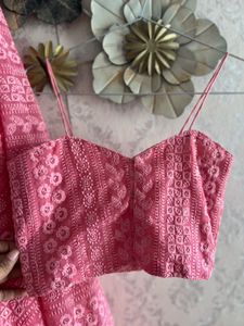 Elegant Pink Chikankari Lehenga Choli
