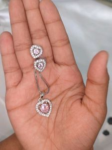 American Diamond Silver Pendant Set