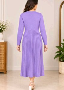 Lavender Ribbed Knit Midi Dress