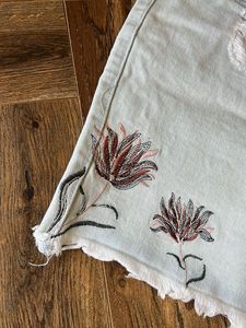 Floral Embroidered Denim Shorts