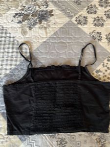Black Crop Top with Straps Size Eur 32