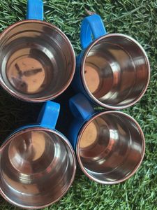 Set of 4 Blue Stainless Steel small Mugs!