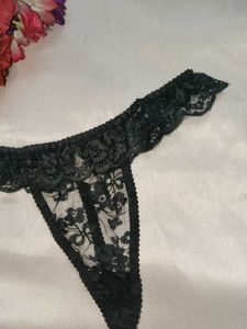 Elegant Black Lace Thong