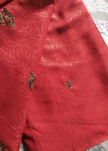 Chatpata 90's Red Saree with Embellished Border