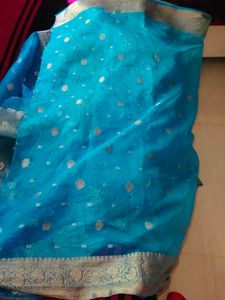 Beautiful Teal Blue Saree