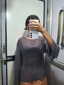 Pleated Bell Sleeve Top