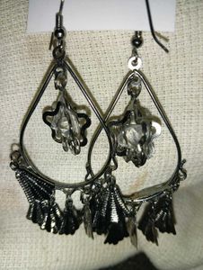 Stylish Black &amp; Silver Earrings - Pairs