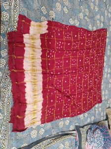 Beautiful Red & Gold Bandhani Dupatta